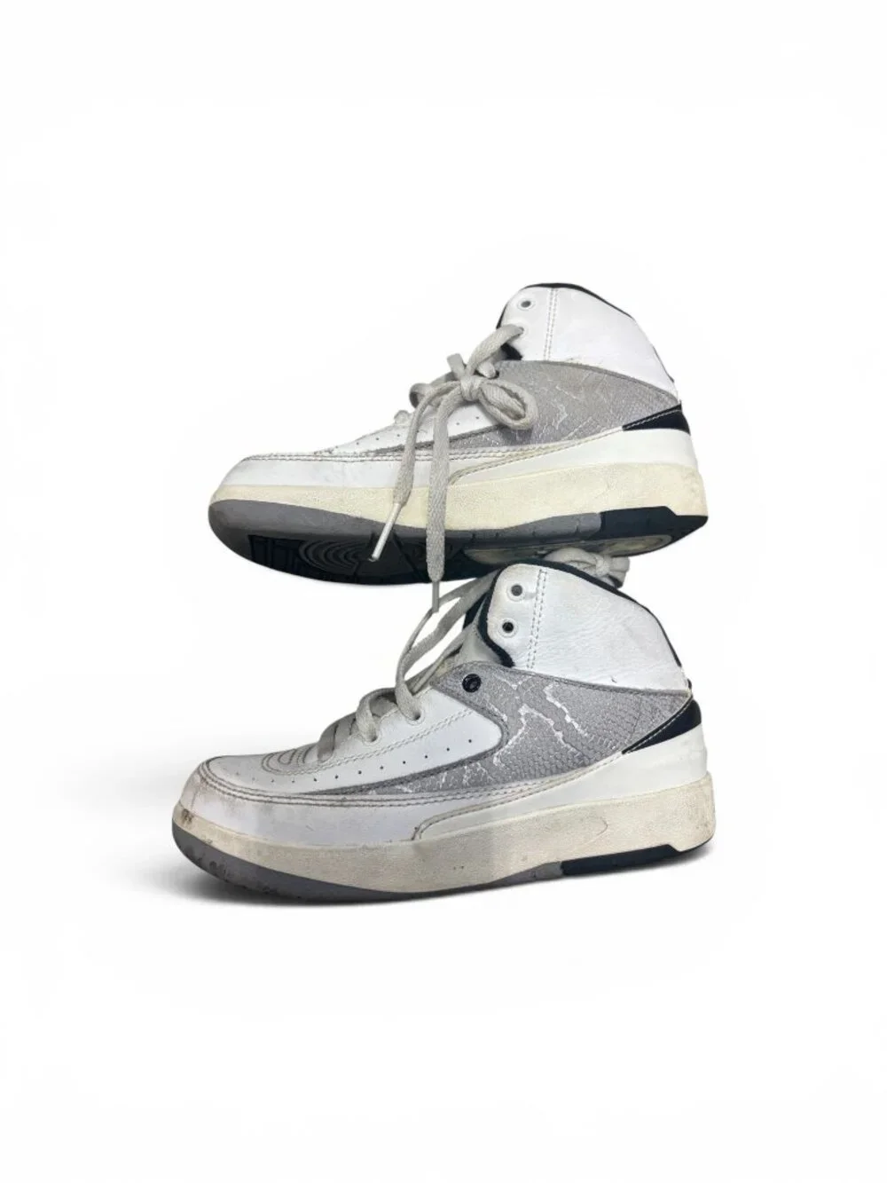Nike Air Jordan 2 Retro TD 'Wings' White Grey Lizard Leather Sneakers Size 12